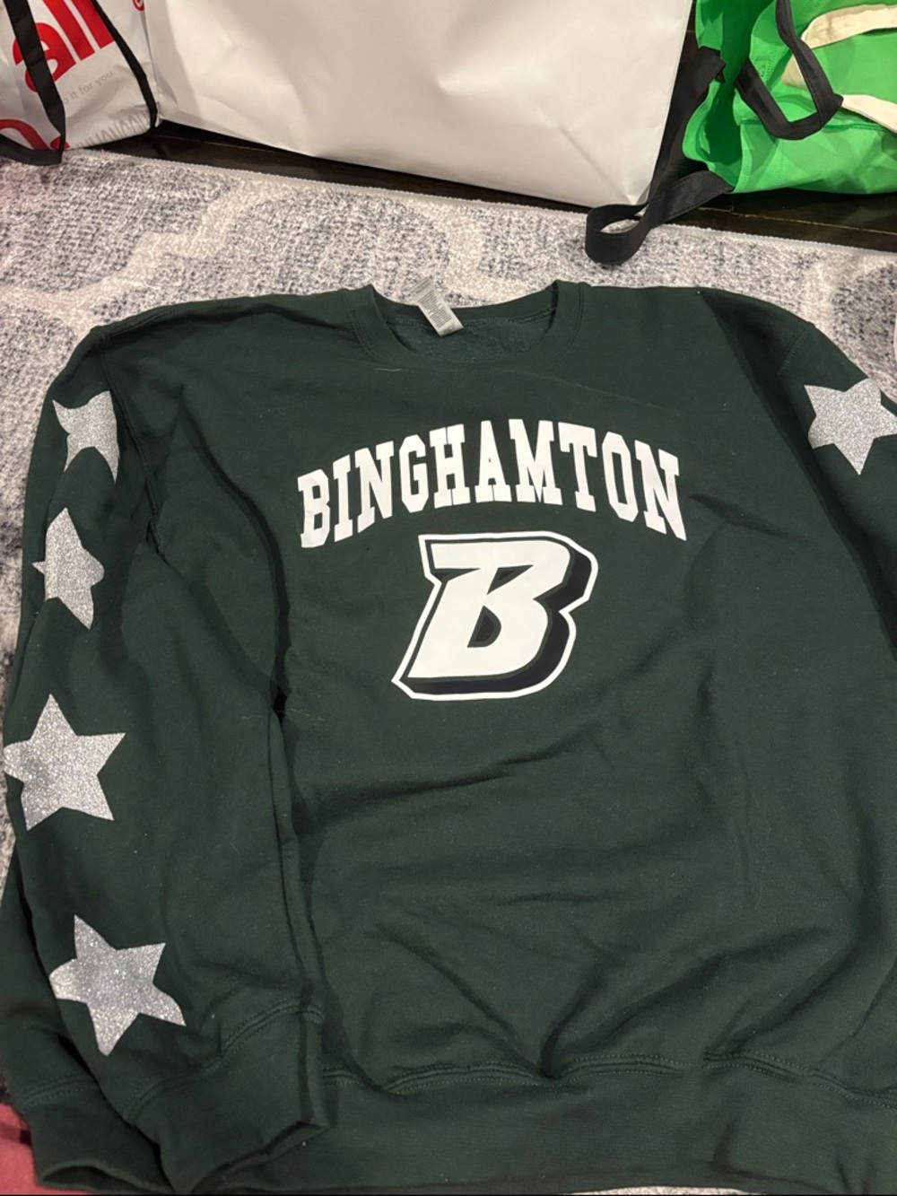 Binghamton Green Star Sleeve Crewneck Sweatshirt